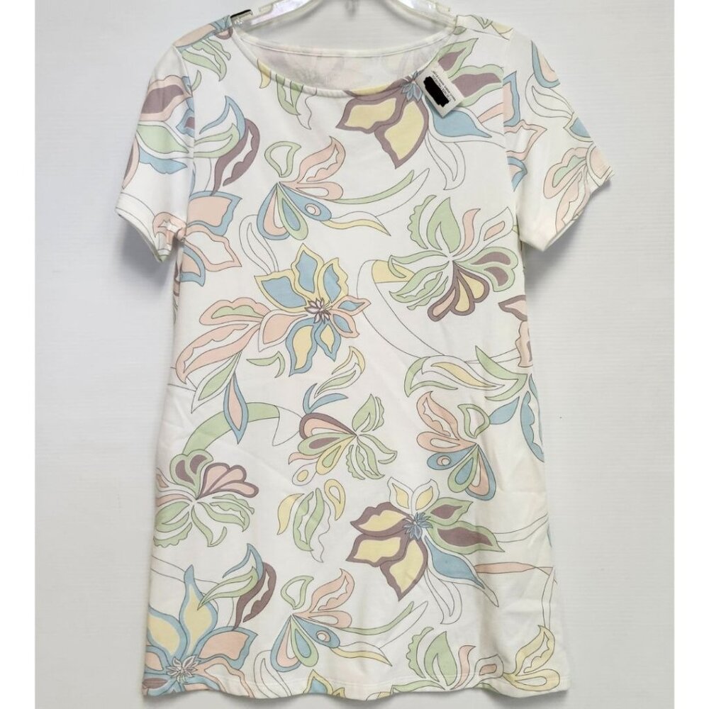 Juvia Women's Multicolor Flower Sweater Style Midi Short Sleeve Dress Size S/L